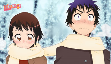 Картинка nisekoi аниме фон взгляд девушка парень