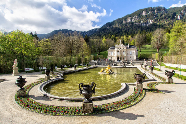 Обои картинки фото schloss linderhof, города, - дворцы,  замки,  крепости, парк, дворец