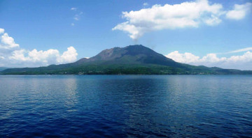 Картинка природа реки озера Япония вулкан сакурадзима