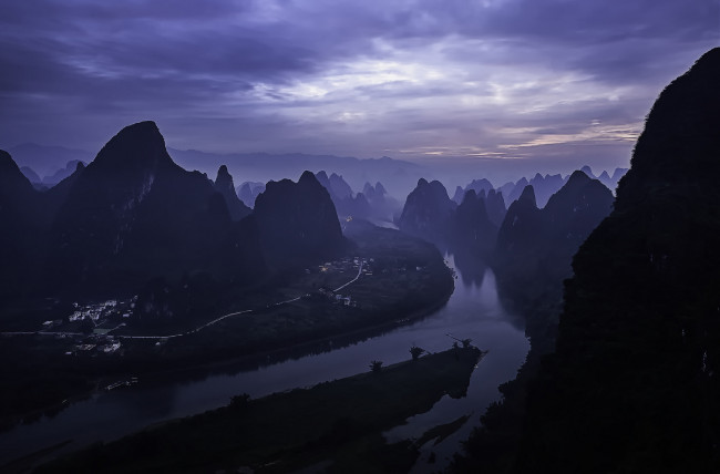 Обои картинки фото природа, горы, morning, утро, li, river, sunrise, китай, guilin, гуйлинь, yangshuo, county, рассвет, china