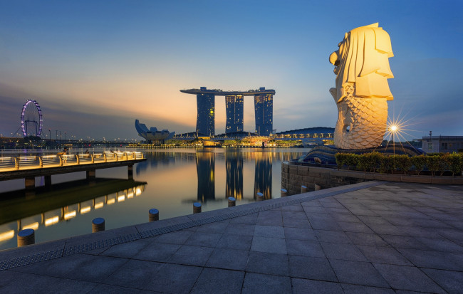 Обои картинки фото merlion park, города, сингапур , сингапур, простор