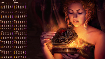 Картинка календари фэнтези магия девушка шкатулка