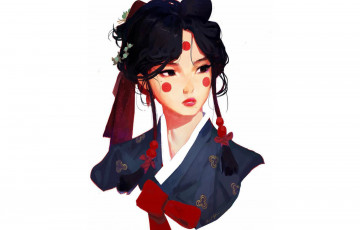 Картинка рисованное люди девушка лицо кимоно