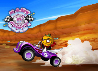 Картинка видео+игры kart+n`+crazy машина тыква скалы пыль