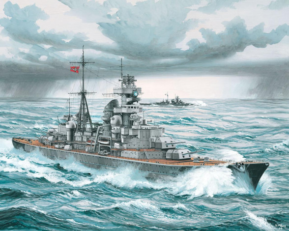 Обои картинки фото kms, kreuzer, prinz, eugen, корабли, рисованные