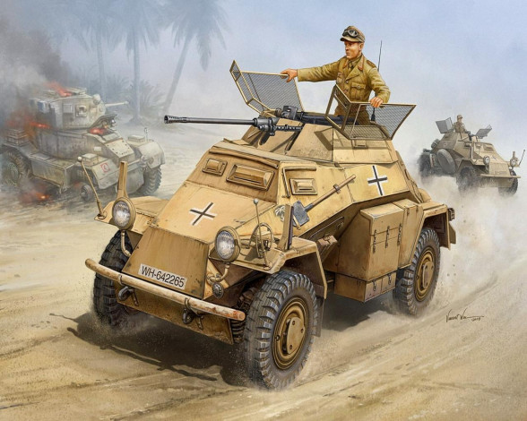 Обои картинки фото sdkfz, 223, afrika, korps, техника, военная