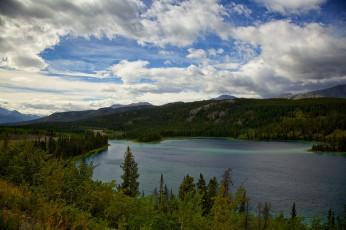 Картинка природа реки озера горы лес озеро облака небо