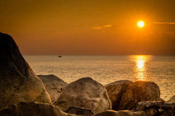 Картинка природа восходы закаты солнце горизонт океан