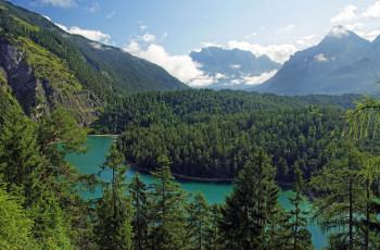 Картинка природа реки озера река облака леса горы tirol австрия деревья