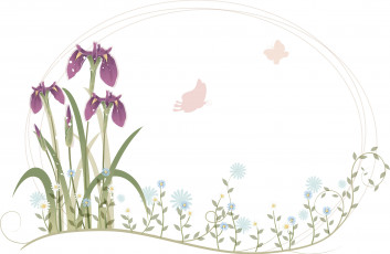 обоя векторная графика, цветы , flowers, фон, бабочки, цветы