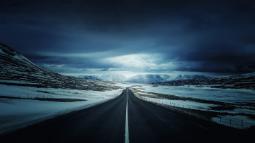 обоя природа, дороги, снег, дорога