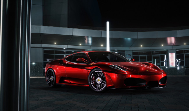 Обои картинки фото автомобили, ferrari, supercar, color, red, chrome, f430, front