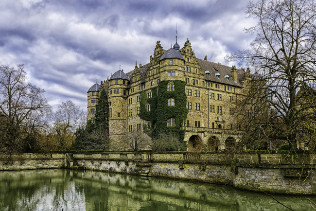 Обои картинки фото neuenstein, города, замки германии, замок, парк, пруд