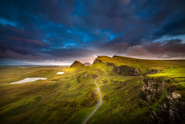 Обои картинки фото природа, горы, остров, скай, архипелаг, внутренние, гебриды, шотландия, холмы, небо
