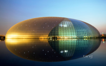 Картинка города пекин+ китай здание иллюминация центр искусств огни