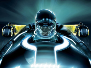 обоя кино фильмы, tron legacy, гонка, мотоциклы, пилот, скорость