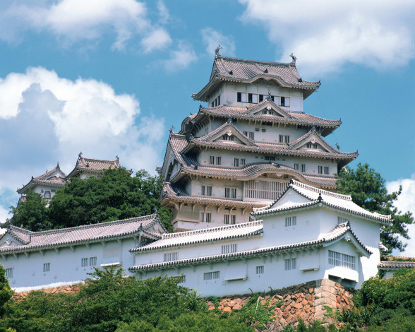 Обои картинки фото замок, химедзи, белая, цапля, города, замки, Японии, Япония