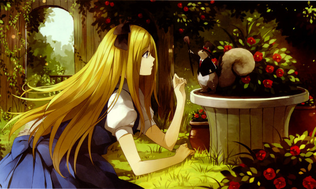 Обои картинки фото аниме, alice, in, wonderland, garden