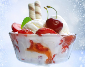 обоя еда, мороженое, десерты, ягоды