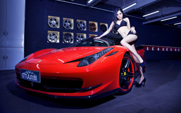 Картинка автомобили авто девушками девушка ferrari 458 азиатка