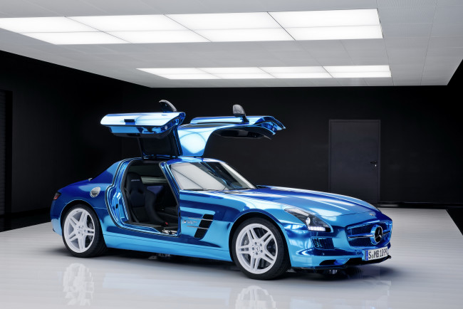 Обои картинки фото 2012, mercedes, benz, sls, amg, electric, drive, автомобили, mercedes-benz