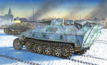 Картинка рисованные армия снег танк