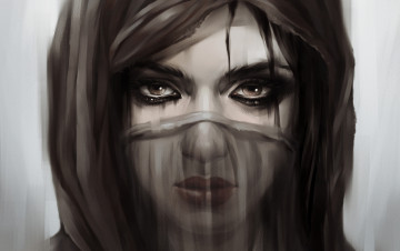 Картинка рисованные люди девушка паранджа глаза маска