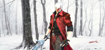 Картинка видео+игры devil+may+cry зима мужчина меч пистолет данте кровь