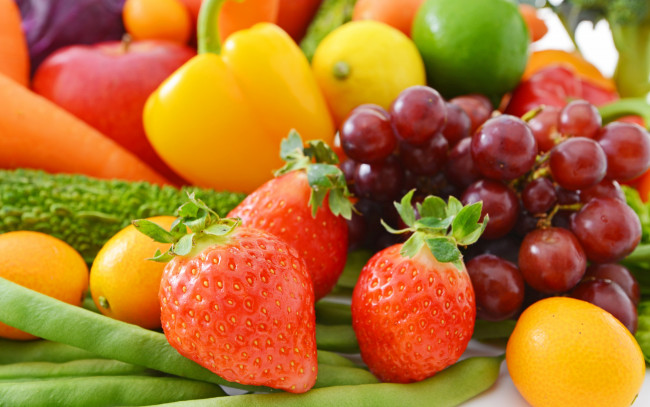 Обои картинки фото еда, фрукты и овощи вместе, овощи, клубника, ягоды, фрукты, berries, fruits, fresh