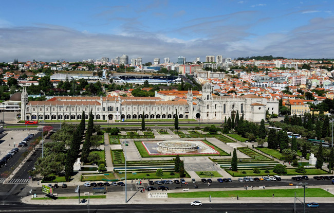 Обои картинки фото города, лиссабон , португалия, панорама, сквер