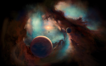 Картинка космос арт галактика планеты звезды вселенная