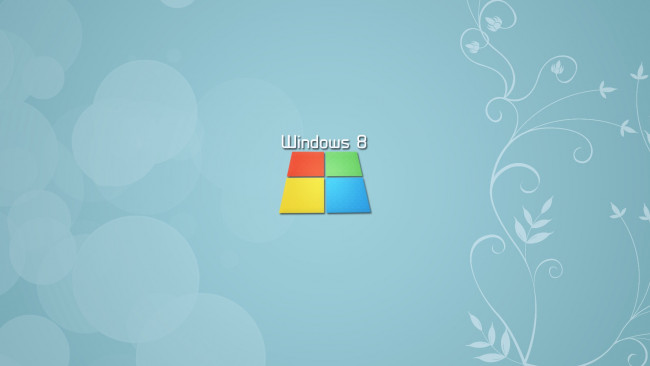 Обои картинки фото компьютеры, windows 8, блики, голубой, надпись, логотип, растение