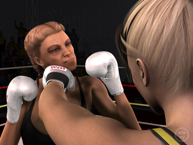Обои картинки фото 3д графика, спорт , sport, девушки, бокс, взгляд, фон, ринг