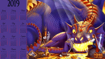 Картинка календари фэнтези сокровище сундук игра карты мужчина дракон