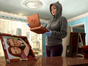 Картинка рисованное кино +мультфильмы девушка фон коробка портрет