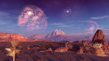 Картинка разное компьютерный дизайн планета горы скалы небо