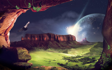 Картинка разное компьютерный дизайн пейзаж горы орёл планета
