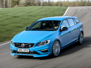 обоя автомобили, volvo, polestar, v60, синий, 2014г