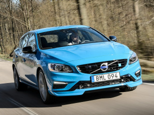 обоя автомобили, volvo, polestar, v60, синий, 2014г