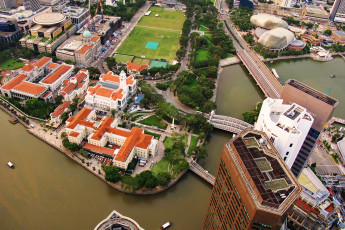 обоя города, сингапур , сингапур, вид, сверху, панорама