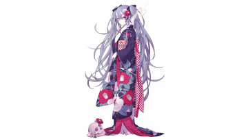 Картинка аниме vocaloid вокалоид кимоно розовое девушка