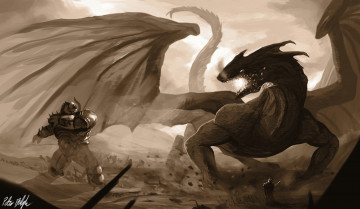 Картинка фэнтези драконы скафандр дракон человек