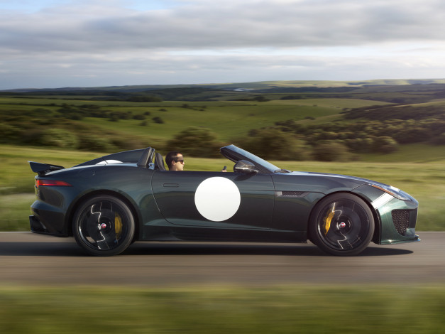 Обои картинки фото автомобили, jaguar, 2014г, project, 7, f-type, зеленый