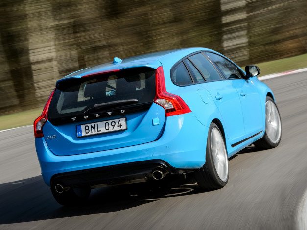 Обои картинки фото автомобили, volvo, синий, 2014г, polestar, v60