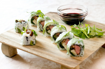 Картинка еда рыба +морепродукты +суши +роллы роллы зелень