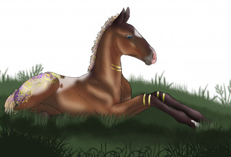 Картинка рисованное животные +лошади фон логотип