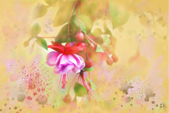 Картинка рисованное цветы пастельные тона рисунок цифровая имитация акварели нарисованные желтый бутоны картина нежно фон рисованные мазки живопись светлый цветок