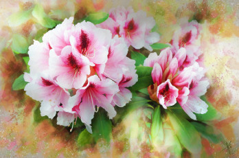 Картинка рисованное цветы к рисунок нарисованные имитация акварели цифровая картина букет рисованные живопись мазки розовая лепестки ярко