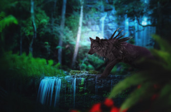 Картинка рисованное животные +сказочные +мифические природа лес фэнтези by fiirewolf волк