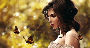 Картинка рисованное люди бабочки девушка by jyongyi лето